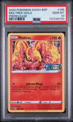 Moltres Holo 185 Prerelease Swsh Black Star Promo Pokemon PSA 10 - Image 1