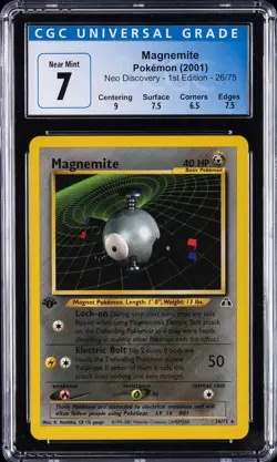 2001 POKEMON NEO DISCOVERY 1ST EDITION #26 MAGNEMITE CGC 7 - Image 1
