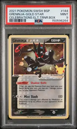 2021 POKEMON SWSH PROMO CELEBRATIONS ETB #144 GRENINJA-GOLD STAR PSA 9 - Image 1