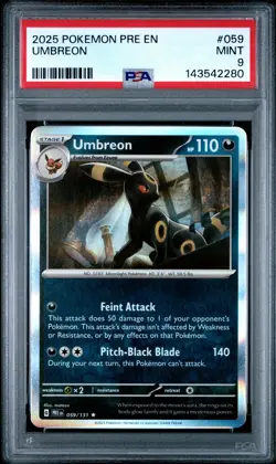 2025 POKEMON PRE EN-PRISMATIC EVOLUTIONS #059 UMBREON PSA 9 - Image 1