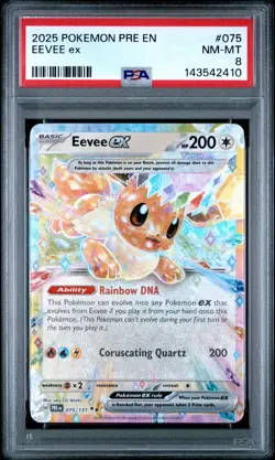 2025 POKEMON PRE EN-PRISMATIC EVOLUTIONS #075 EEVEE EX PSA 8 - Image 1