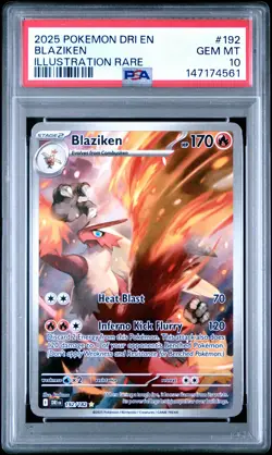 2025 POKEMON DRI EN-DESTINED RIVALS ILLUSTRATION RARE #192 BLAZIKEN PSA 10 - Image 1