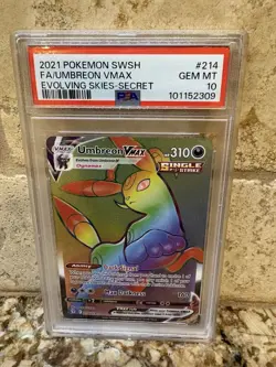 Pokemon Umbreon VMAX 214/203 Rainbow Secret Rare Evolving Skies 2021 PSA 10 - Image 1