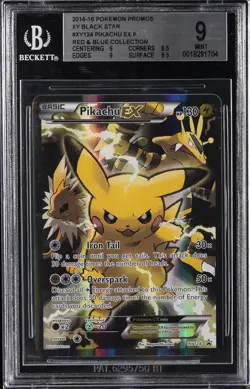 2014-16 POKEMON XY BLACK STAR PROMO RED & BLUE COLLECTION PIKACHU EX BGS 9 - Image 1