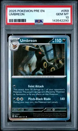 2025 POKEMON PRE EN-PRISMATIC EVOLUTIONS #059 UMBREON PSA 10 - Image 1