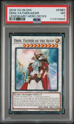 2018 YU-GI-OH! LEGEND HERO DECKS #ENB2 ODIN, FATHER OF THE AESIR PSA 7 - Image 1