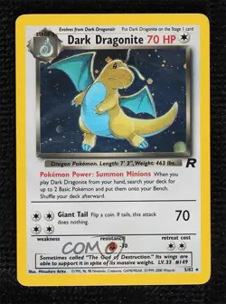 Dark Dragonite Holo Pokemon Team Rocket #5 2000 - Image 1