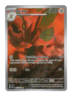 Scizor Pokemon TCG Sv03: Obsidian Flames Holo Illustration Rare Card 205/197 -NM - Image 1