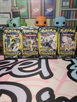 Pokemon TCG Lost Thunder Set Pack Art Lot (x4) - 3 Card Booster Packs Sealed - Image 1