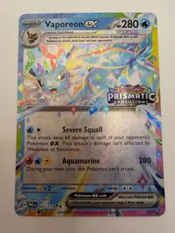 Vaporeon ex 023/131 Prismatic Evolutions Pokemon Card Holo NM Stamped - Image 1