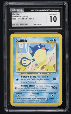 Pokemon TCG Qwilfish Card Neo Revelation 49/64 Cgc10 - Image 2