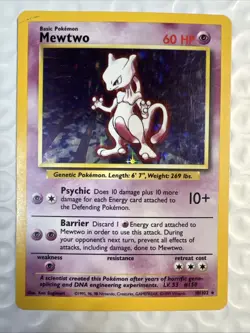 Pokemon Mewtwo 10/102 Base Set Holo Rare 1999 Card Classic Card - Image 1
