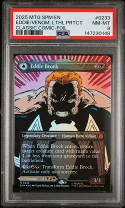 2025 MTG MARVEL'S SPIDER-MAN #0233 EDDIE BROCK/VENOM, LETHAL PROTECTOR PSA 8 - Image 1