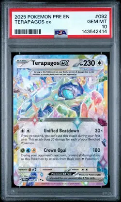 2025 POKEMON PRE EN-PRISMATIC EVOLUTIONS #092 TERAPAGOS EX PSA 10 - Image 1