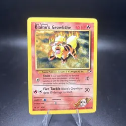 Blaine's Growlithe 35/132 Non Holo Vintage Pokemon Card Gym Heroes Wotc NM -j - Image 1