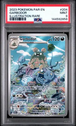 2023 Pokemon PAR EN Paradox Rift Garbodor Illustration Rare #204 PSA 9 MINT - Image 1