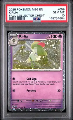 2025 POKEMON MEG EN-MEGA EVOLUTION FALL COLLECTOR CHEST #059 KIRLIA PSA 10 - Image 1