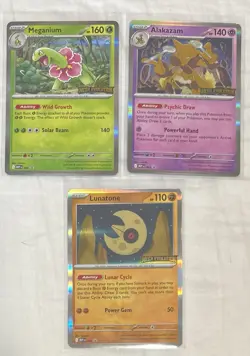 Pokemon Mega Evolution Pre-Release Meganium 001 003 004 Promo Set Holo MEP - Image 1