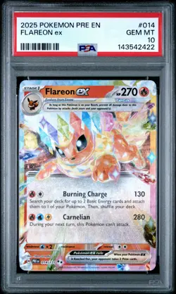 2025 POKEMON PRE EN-PRISMATIC EVOLUTIONS #014 FLAREON EX PSA 10 - Image 1