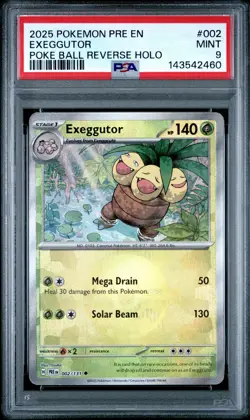 2025 POKEMON PRE EN-PRISMATIC EVOLUTIONS POKE BALL REVERSE HOLO EXEGGUTOR PSA 9 - Image 1
