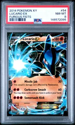 2014 POKEMON XY FURIOUS FISTS #54 LUCARIO EX PSA 8 - Image 1
