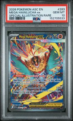 2026 POKEMON ASCENDED HEROES SPECIAL ILLUSTRATION RARE MEGA HAWLUCHA EX PSA 10 - Image 1
