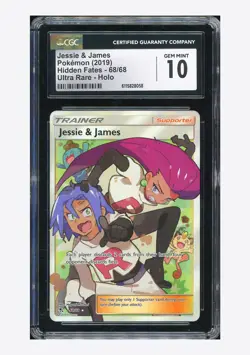 Pokemon CGC 10 GEM Jessie & James Ultra Rare 2019 68/68 Hidden Fates English - Image 1
