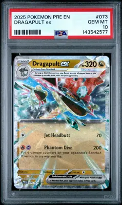 2025 POKEMON PRE EN-PRISMATIC EVOLUTIONS #073 DRAGAPULT EX PSA 10 - Image 1
