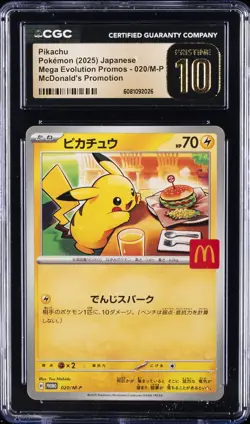 2025 POKEMON JPN MEGA EVOLUTION MCDONALDS PROMO #020/M-P PIKACHU CGC 10 PRISTINE - Image 1