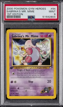 2000 POKEMON GYM HEROES 1ST EDITION #94 SABRINA'S MR. MIME PSA 9 - Image 1