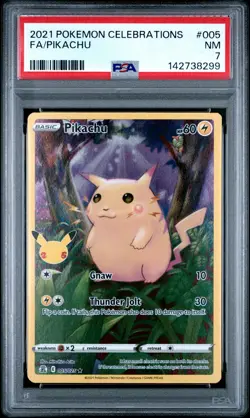2021 POKEMON CELEBRATIONS #005 FULL ART/PIKACHU PSA 7 - Image 1