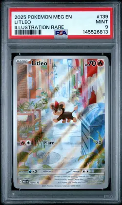 2025 POKEMON MEG EN-MEGA EVOLUTION ILLUSTRATION RARE #139 LITLEO PSA 9 - Image 1