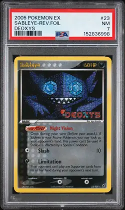 2005 POKEMON EX DEOXYS #23 SABLEYE-REVERSE FOIL PSA 7 - Image 1