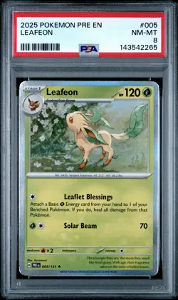 2025 POKEMON PRE EN-PRISMATIC EVOLUTIONS #005 LEAFEON PSA 8 - Image 1