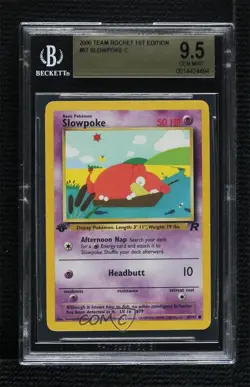 Slowpoke 1st Ed. Pokemon Team Rocket BGS 9.5 GEM MINT 2000 - Image 1