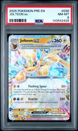 2025 POKEMON PRE EN-PRISMATIC EVOLUTIONS #030 JOLTEON EX PSA 8 - Image 1