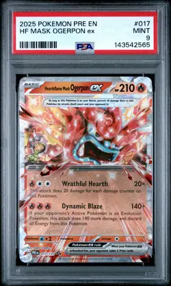 2025 POKEMON PRE EN-PRISMATIC EVOLUTIONS #017 HEARTHFLAME MASK OGERPON EX PSA 9 - Image 1