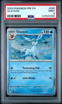 2025 POKEMON PRE EN-PRISMATIC EVOLUTIONS #025 GLACEON PSA 9 - Image 1