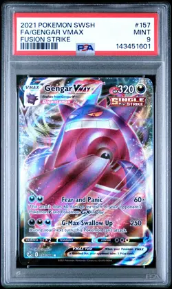 2021 POKEMON SWORD & SHIELD FUSION STRIKE #157 FULL ART/GENGAR VMAX PSA 9 - Image 1