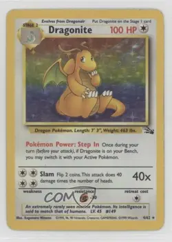 Dragonite Holo Pokemon Fossil #4 1999 - Image 1