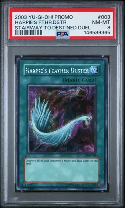 2003 YU-GI-OH! PROMO STAIRWAY TO DESTINED DUEL HARPIE'S FEATHER DUSTER PSA 8 - Image 1