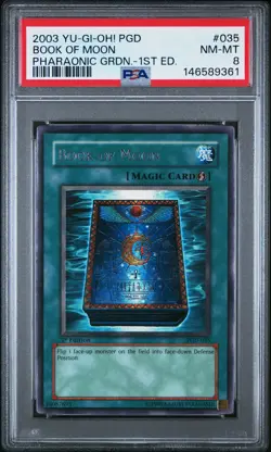 2003 YU-GI-OH! PGD-PHARAONIC GUARDIAN 1ST EDITION #035 BOOK OF MOON PSA 8 - Image 1