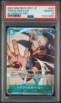 2022 ONE PIECE JAPANESE ROMANCE DAWN ALTERNATE ART #047 TRAFALGAR LAW PSA 10 - Image 1