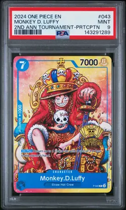 2024 ONE PIECE PROMOS 2ND ANV TOURNAMENT-PARTICIPATION MONKEY D. LUFFY PSA 9 - Image 1