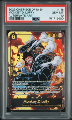 2025 ONE PIECE OP10-ROYAL BLOOD ALTERNATE ART #118 MONKEY D. LUFFY PSA 10 - Image 1