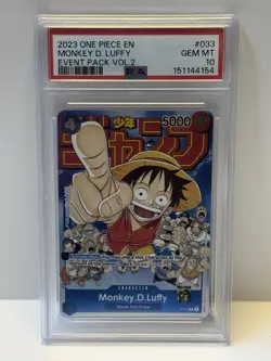 2023 ONE PIECE P-033 MONKEY D LUFFY EVENT PACK VOL 2 PROMO ENGLISH PSA 10 GEM MT - Image 1