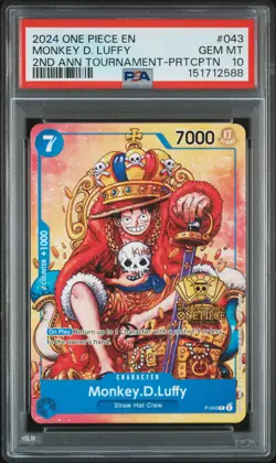 2024 ONE PIECE PROMOS 2ND ANV TOURNAMENT-PARTICIPATION MONKEY D. LUFFY PSA 10 - Image 1