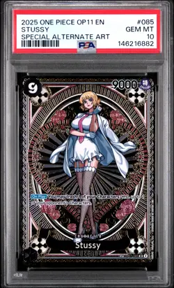 2025 ONE PIECE OP11-A FIST OF DIVINE SPEED SPECIAL ALTERNATE ART STUSSY PSA 10 - Image 1