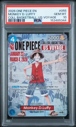 2026 ONE PIECE PROMOS COLLEGE BASKETBALL: US VOYAGE MONKEY D. LUFFY PSA 10 - Image 1