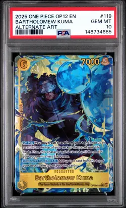 2025 ONE PIECE OP12-LEGACY OF THE MASTER ALTERNATE ART BARTHOLOMEW KUMA PSA 10 - Image 1